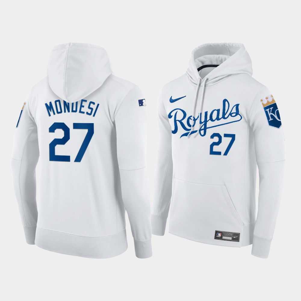 Men Kansas City Royals 27 Mondesi white home hoodie 2021 MLB Nike Jerseys